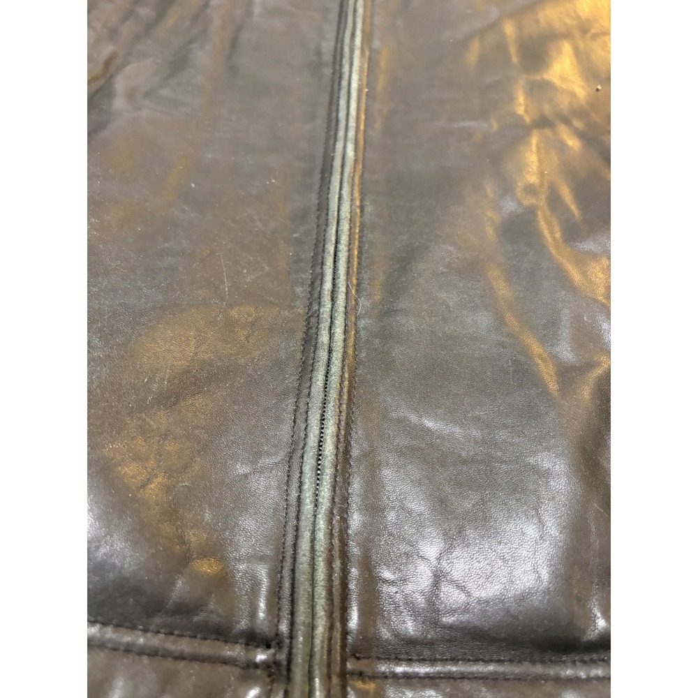 VTG Claiborne Black Genuine Lambskin Leather Quilted Bomber Jacket Mens - Picture 5 of 10